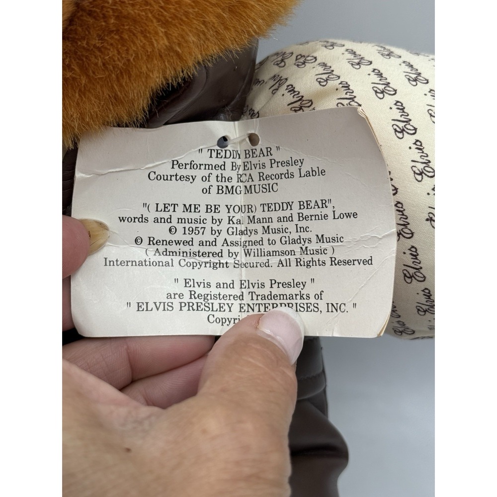 Elvis Presley Teddy Bear  TCB 1957,‎ Leather Jacket With Plate And TAG - Picture 8 of 11